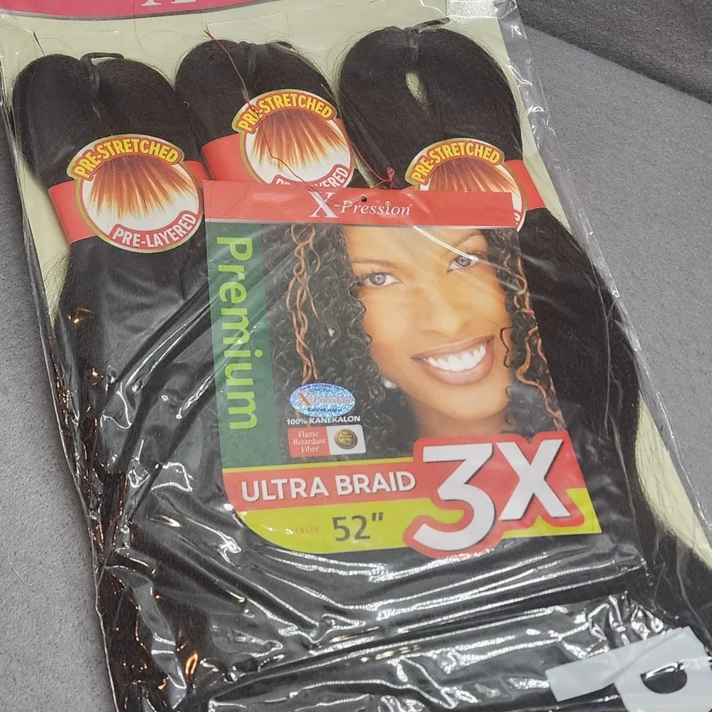 Outre X-Pression‎ Ultra Braid 3X Dark Brown 4 Pre-Stretched Synthetic Hair NEW